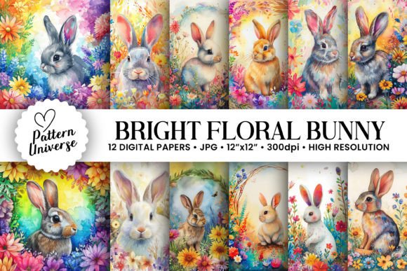 Download Watercolor Floral Bunny Backgrounds - Backgrounds Collection