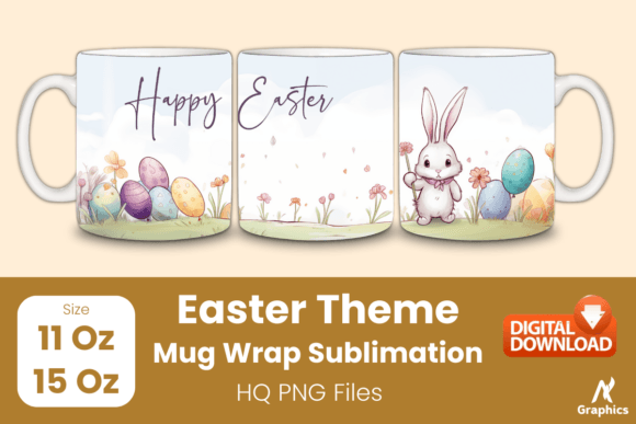 Download Easter Mug Wrap for Sublimation - No 054 - Easter mug Collection