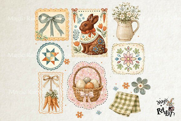 Download Vintage Easter Bunny Clipart PNG Set - Premium Resources